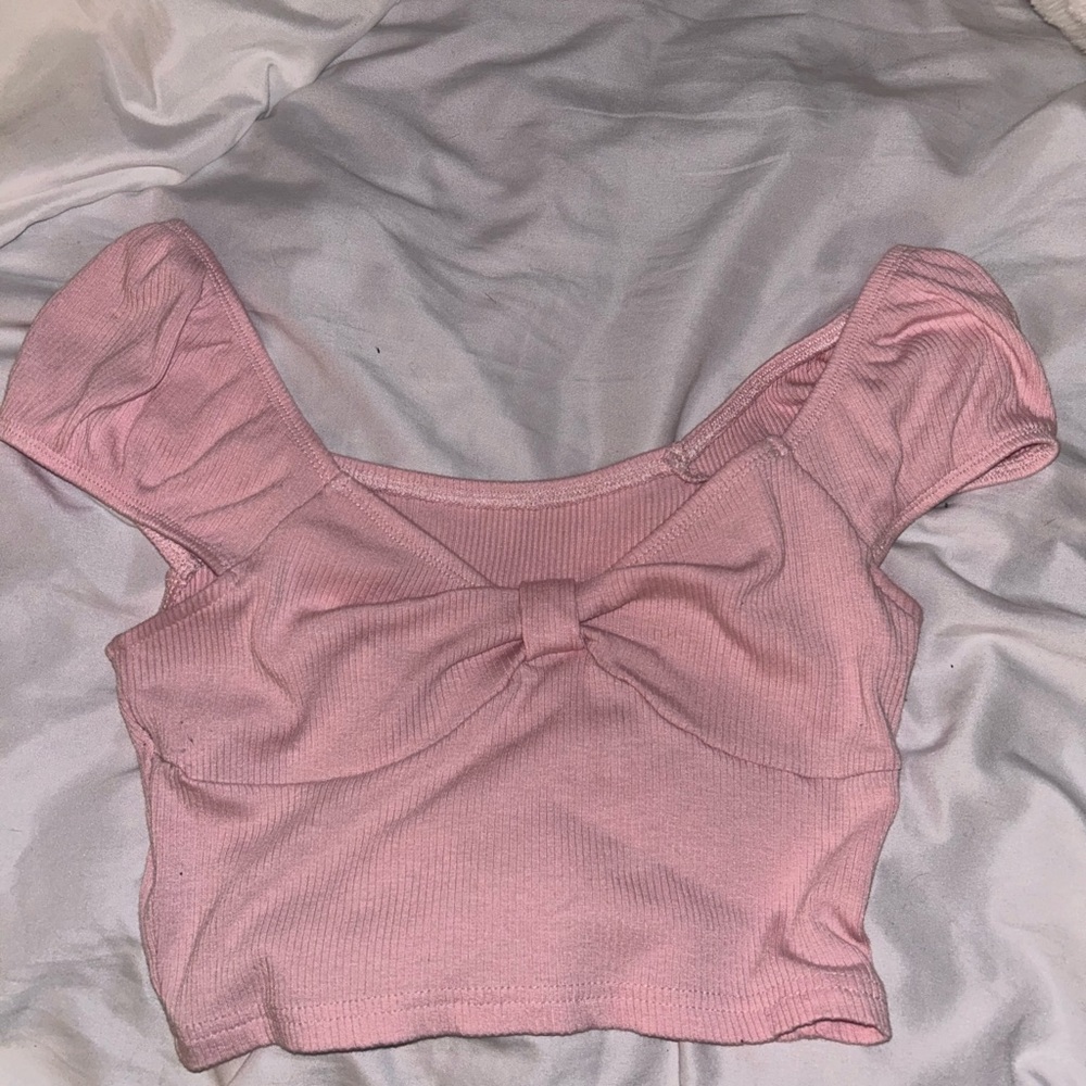 Pink SHEIN bow crop top